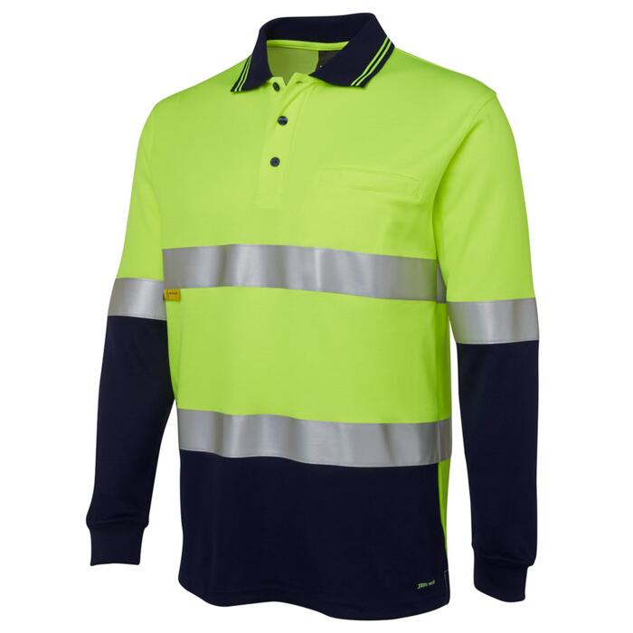 JB's HV L/S (D+N) COTTON BACK POLO LIME/NVY - XS Thumbnail