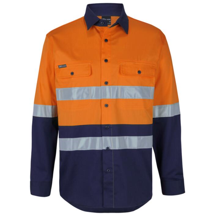 Hi Vis (D+N) L/S Stretch Work Shirt with Tape Thumbnail